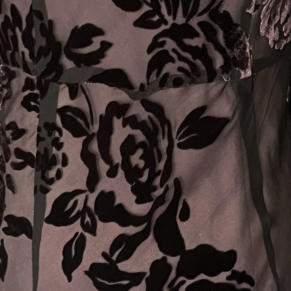 Vintage Sz 6 Silk Slip Dress Beaded Velvet Burnout Fairy Goth Witchy Stretchy - Picture 5 of 12